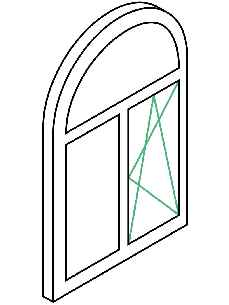 Арочное окно  двухстворчатое поворотно-откидное 1600х1500