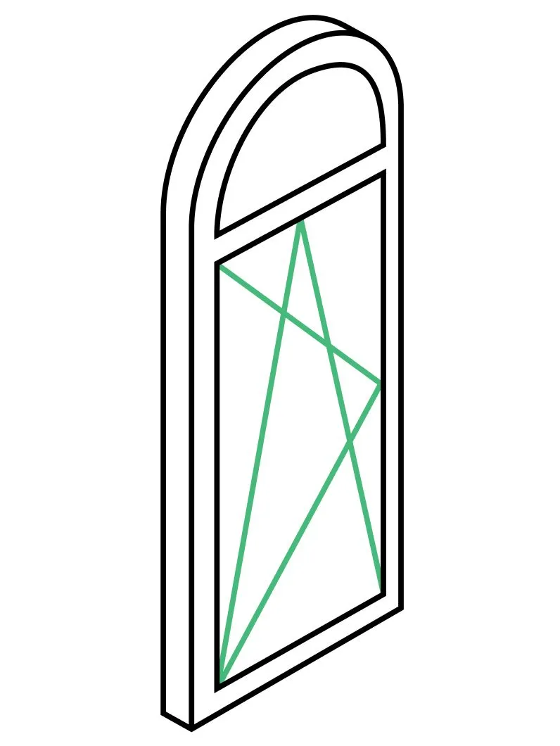 Арочное окно  одностворчатое поворотно-откидное 1100х1400